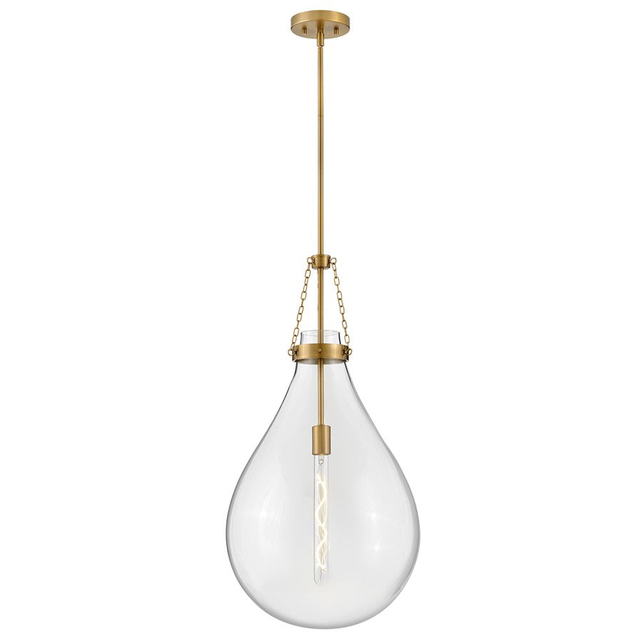 Hinkley Lighting Eloise 1 Light 31" Pendant, Lacquered Brass/Clear - 46054LCB