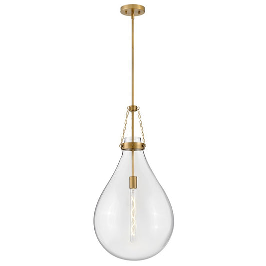 Hinkley Lighting Eloise 1 Light 31" Pendant, Lacquered Brass/Clear - 46054LCB