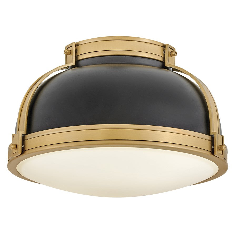 Hinkley Lighting Barton 2 Light Flush Mount, Black/Etched Opal - 46351BK-LCB