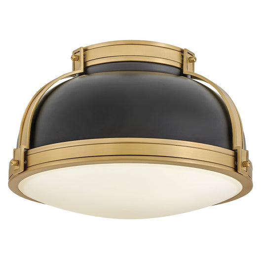 Hinkley Lighting Barton 2 Light Flush Mount, Black/Etched Opal - 46351BK-LCB