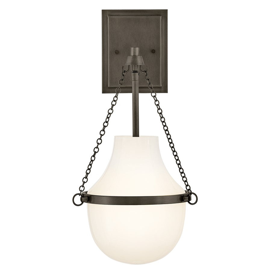 Hinkley Lighting Collins 1 Light Bath Sconce, Black Oxide/Cased Opal - 46890BX