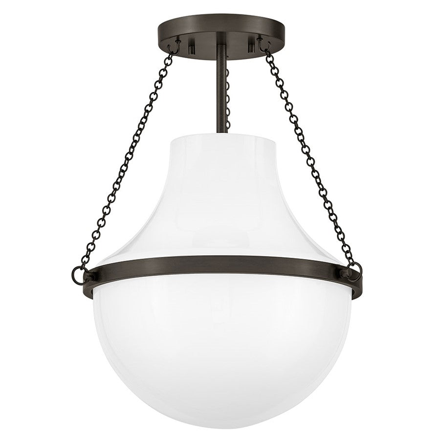 Hinkley Collins 1Lt 18" Semi-Flush Mount, Black Oxide/Cased Opal