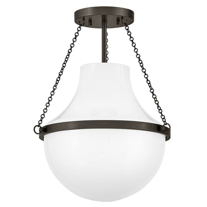 Hinkley Collins 1Lt 18" Semi-Flush Mount, Black Oxide/Cased Opal