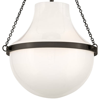 Hinkley Collins 1Lt 18" Semi-Flush Mount, Black Oxide/Cased Opal