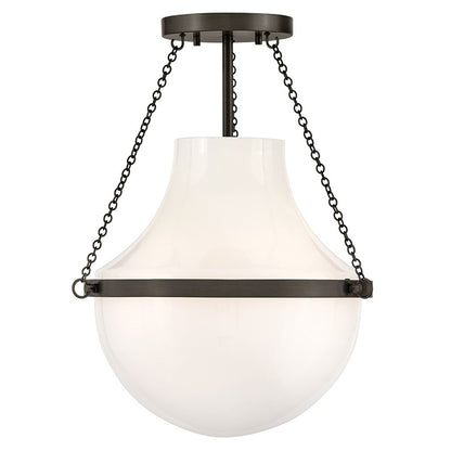 Hinkley Collins 1Lt 18" Semi-Flush Mount, Black Oxide/Cased Opal
