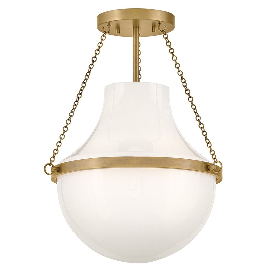 Hinkley Lighting Collins 1Lt 18" Semi-Flush Mount, Brass/Cased Opal - 46891HB