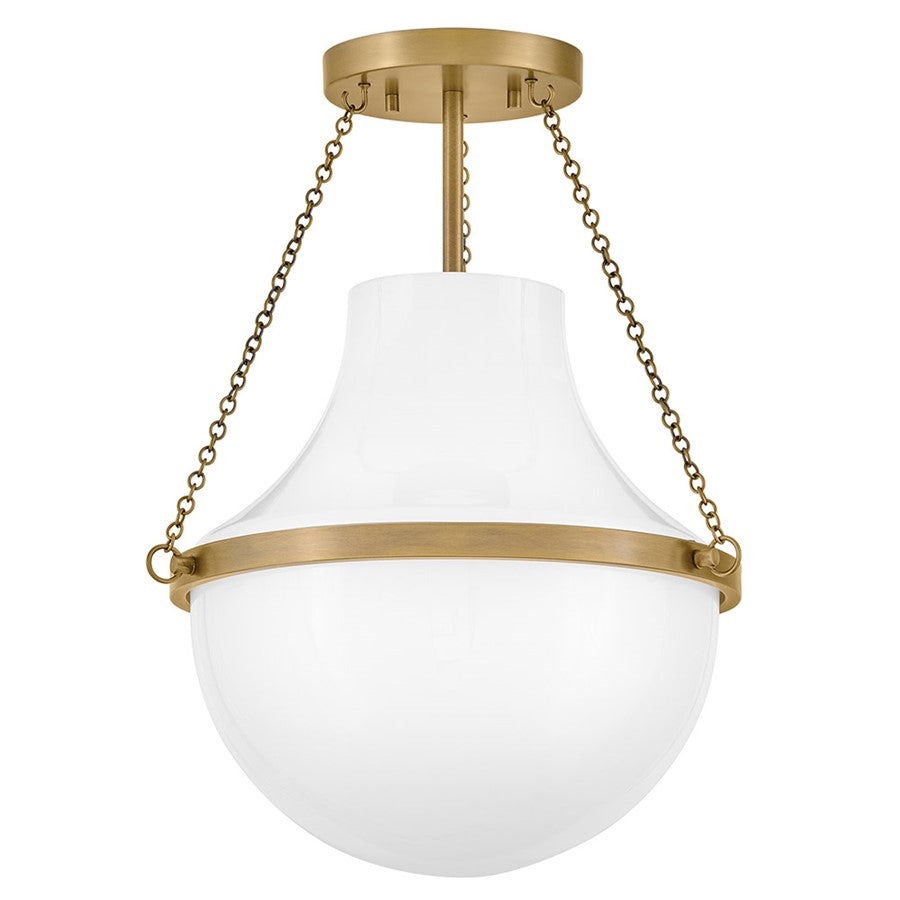 Hinkley Lighting Collins 1Lt 18" Semi-Flush Mount, Brass/Cased Opal