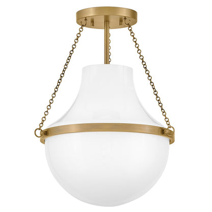 Hinkley Lighting Collins 1Lt 18" Semi-Flush Mount, Brass/Cased Opal