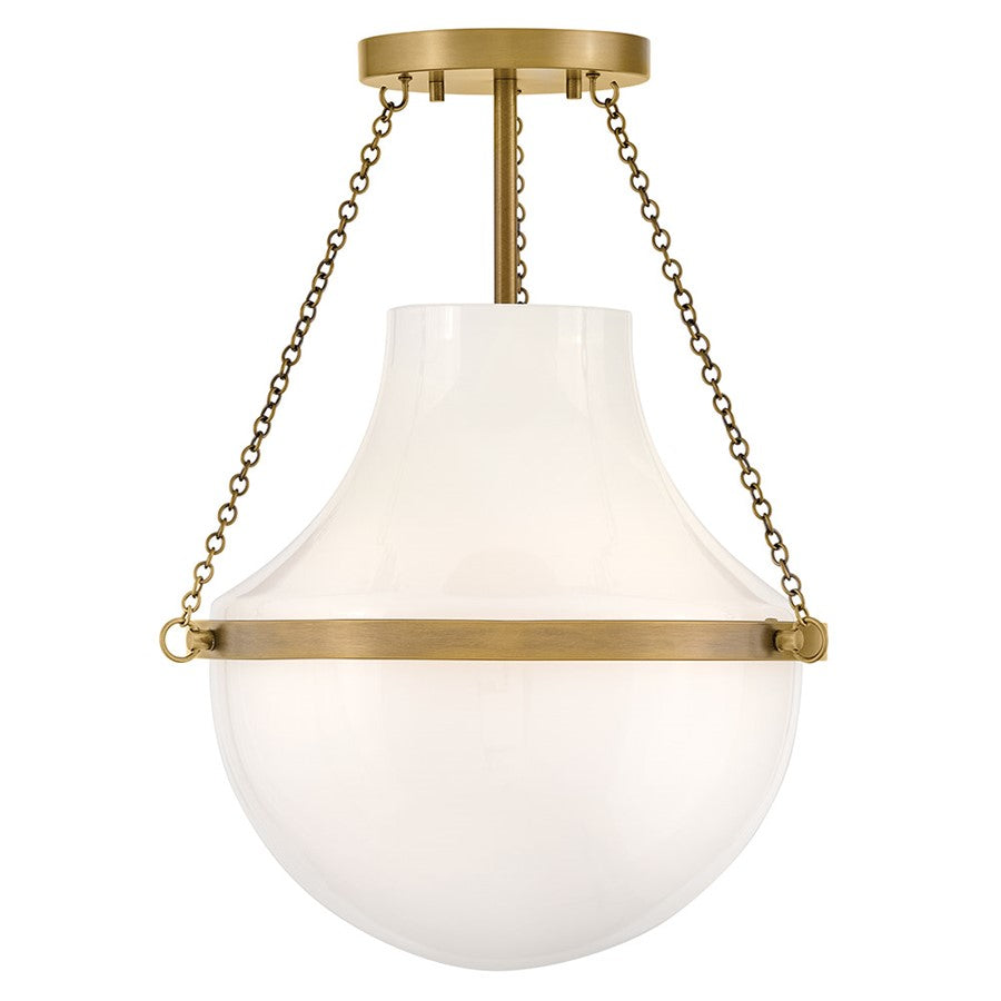 Hinkley Lighting Collins 1Lt 18" Semi-Flush Mount, Brass/Cased Opal