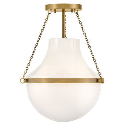 Hinkley Lighting Collins 1Lt 18" Semi-Flush Mount, Brass/Cased Opal