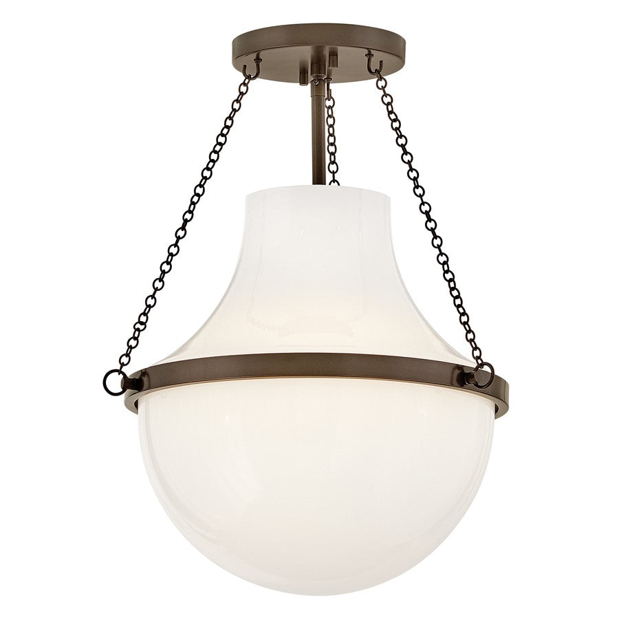 Hinkley Lighting Collins 1Lt 18" Semi-Flush Mount, Bronze/Cased Opal - 46891HZ