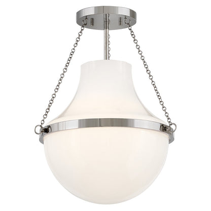 Hinkley Lighting Collins 1Lt 18" Semi-Flush Mount, Nickel/Cased Opal - 46891PN