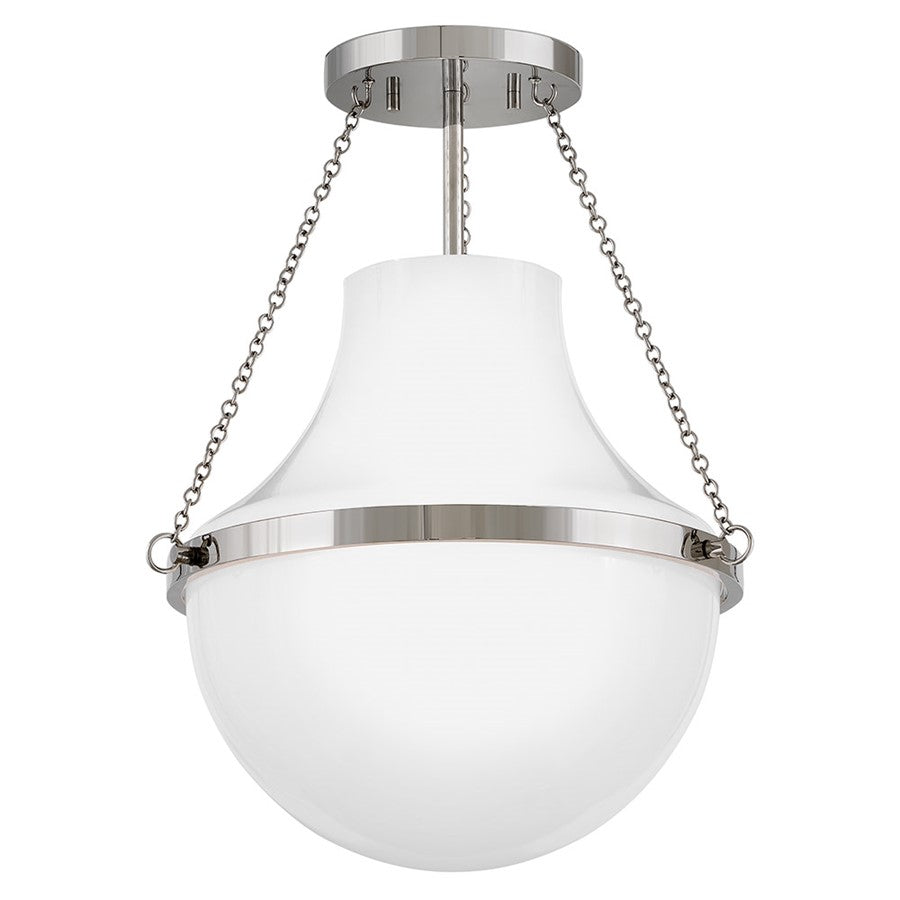 Hinkley Lighting Collins 1Lt 18" Semi-Flush Mount, Nickel/Cased Opal