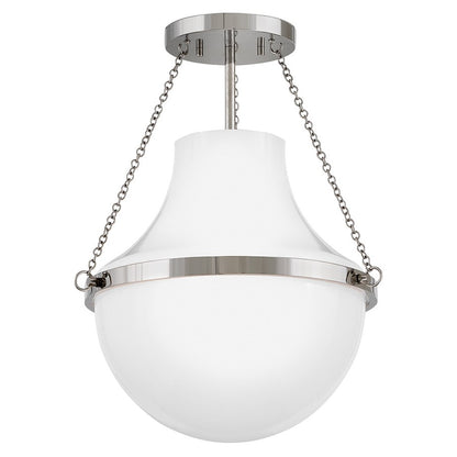 Hinkley Lighting Collins 1Lt 18" Semi-Flush Mount, Nickel/Cased Opal