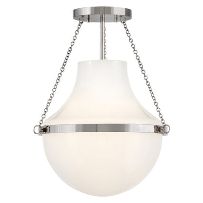 Hinkley Lighting Collins 1Lt 18" Semi-Flush Mount, Nickel/Cased Opal