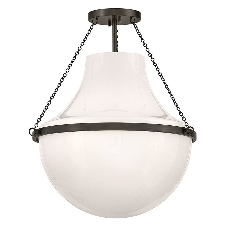 Hinkley Collins 1Lt 23" Semi-Flush Mount, Black Oxide/Cased Opal - 46893BX