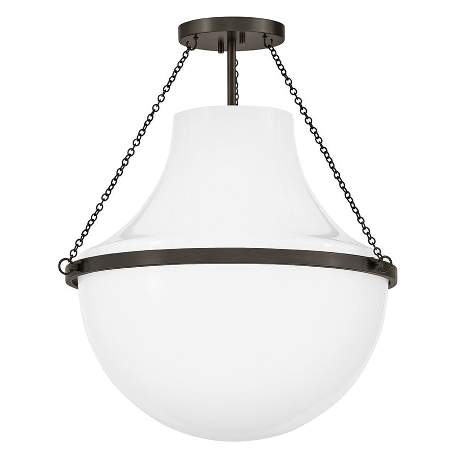 Hinkley Collins 1Lt 23" Semi-Flush Mount, Black Oxide/Cased Opal