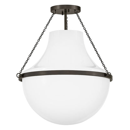 Hinkley Collins 1Lt 23" Semi-Flush Mount, Black Oxide/Cased Opal