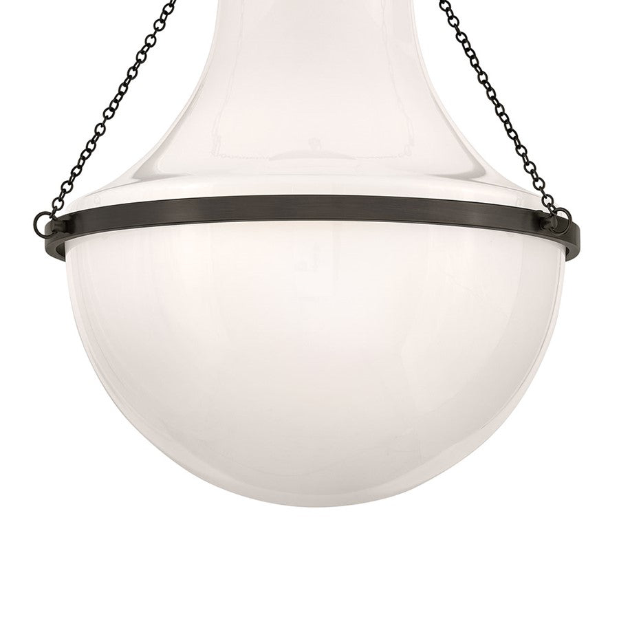 Hinkley Collins 1Lt 23" Semi-Flush Mount, Black Oxide/Cased Opal