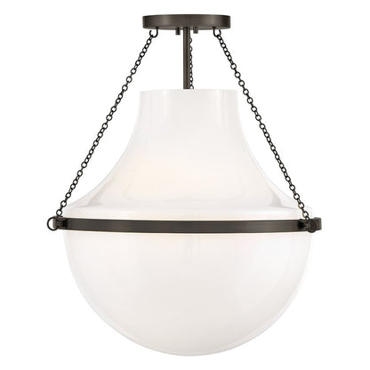 Hinkley Collins 1Lt 23" Semi-Flush Mount, Black Oxide/Cased Opal