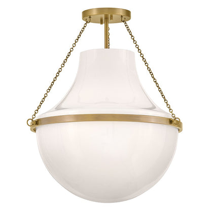 Hinkley Lighting Collins 1Lt 23" Semi-Flush Mount, Brass/Cased Opal - 46893HB