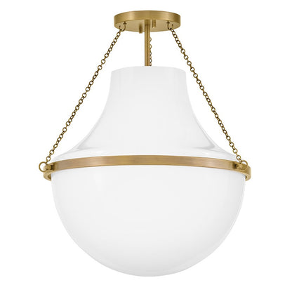 Hinkley Lighting Collins 1Lt 23" Semi-Flush Mount, Brass/Cased Opal