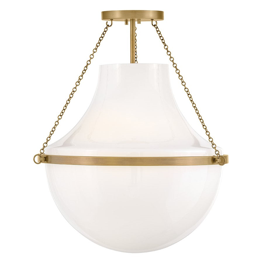 Hinkley Lighting Collins 1Lt 23" Semi-Flush Mount, Brass/Cased Opal