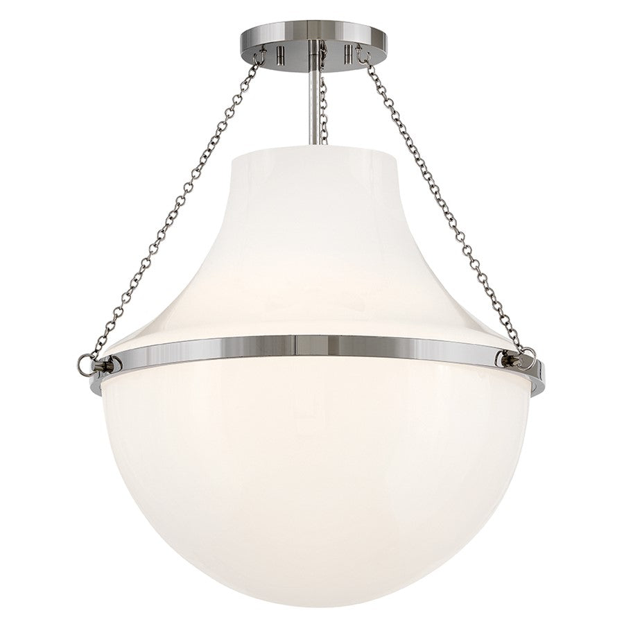 Hinkley Lighting Collins 1Lt 23" Semi-Flush Mount, Nickel/Cased Opal - 46893PN