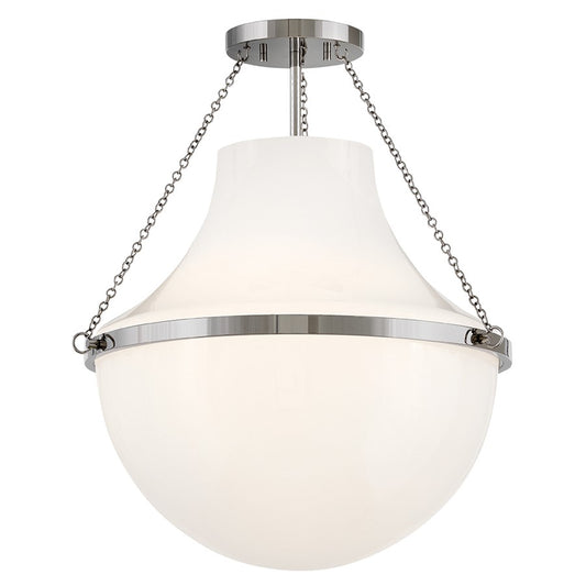Hinkley Lighting Collins 1Lt 23" Semi-Flush Mount, Nickel/Cased Opal - 46893PN