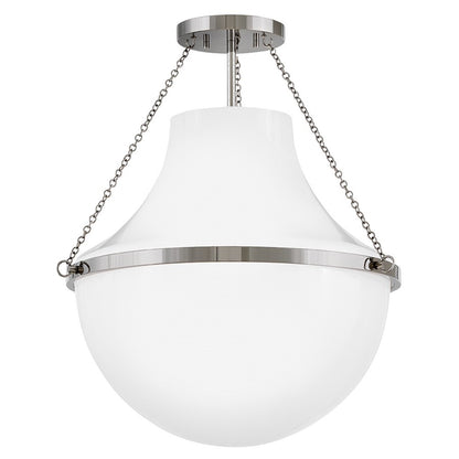 Hinkley Lighting Collins 1Lt 23" Semi-Flush Mount, Nickel/Cased Opal
