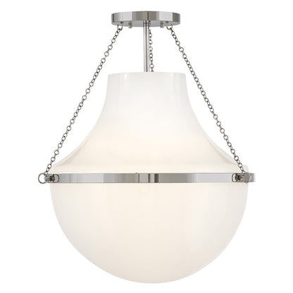 Hinkley Lighting Collins 1Lt 23" Semi-Flush Mount, Nickel/Cased Opal