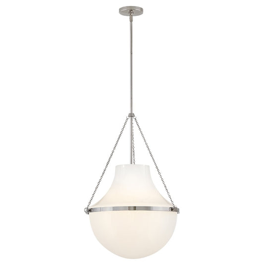 Hinkley Lighting Collins 1Lt 28" Pendant, Polished Nickel/Cased Opal - 46894PN