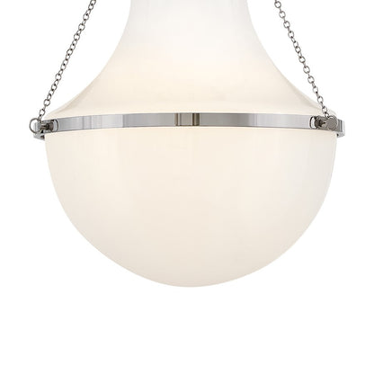 Hinkley Lighting Collins 1Lt 28" Pendant, Polished Nickel/Cased Opal