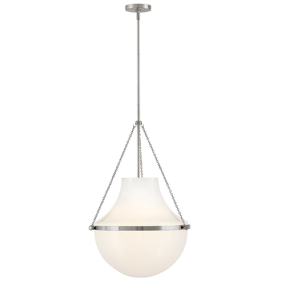 Hinkley Lighting Collins 1Lt 28" Pendant, Polished Nickel/Cased Opal