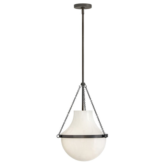 Hinkley Lighting Collins 1 Light 20" Pendant, Black Oxide/Cased Opal - 46897BX