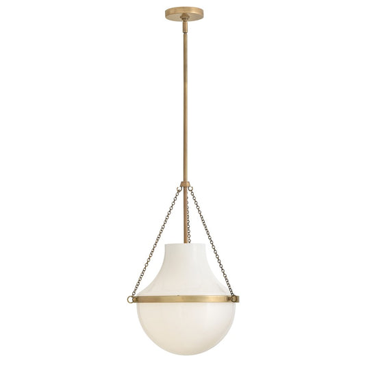 Hinkley Lighting Collins 1Lt 20" Pendant, Heritage Brass/Cased Opal - 46897HB