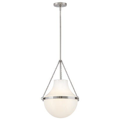 Hinkley Lighting Collins 1Lt 20" Pendant, Polished Nickel/Cased Opal - 46897PN
