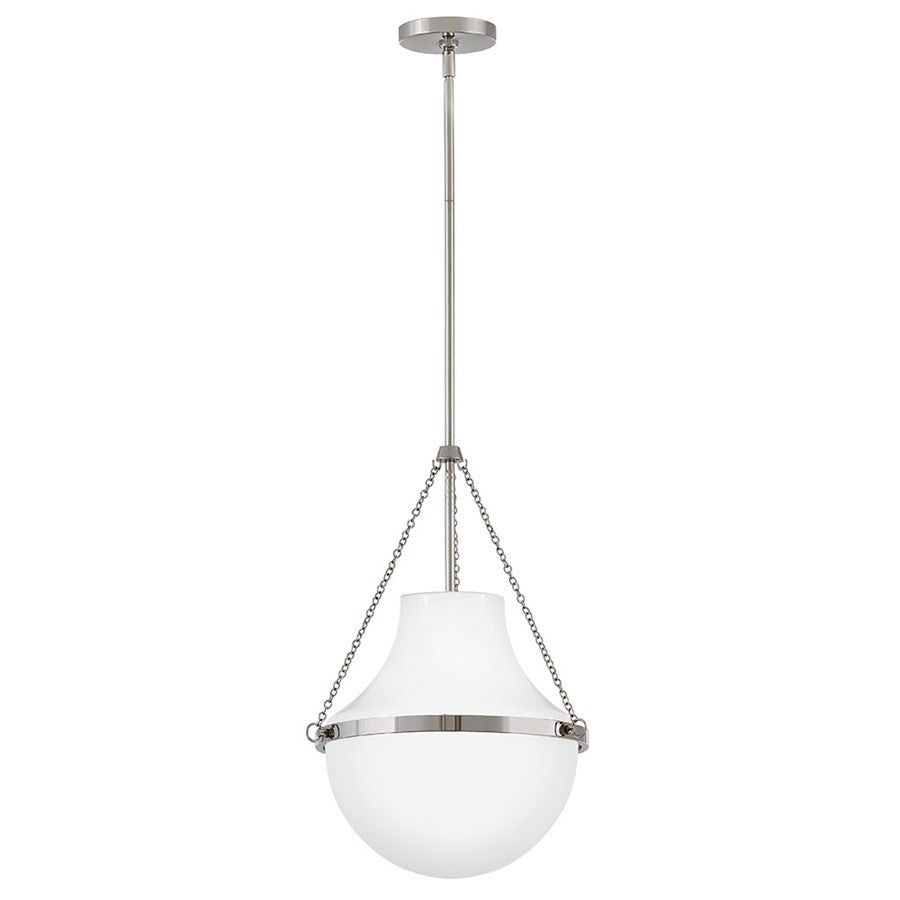 Hinkley Lighting Collins 1Lt 20" Pendant, Polished Nickel/Cased Opal