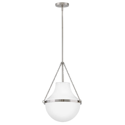 Hinkley Lighting Collins 1Lt 20" Pendant, Polished Nickel/Cased Opal