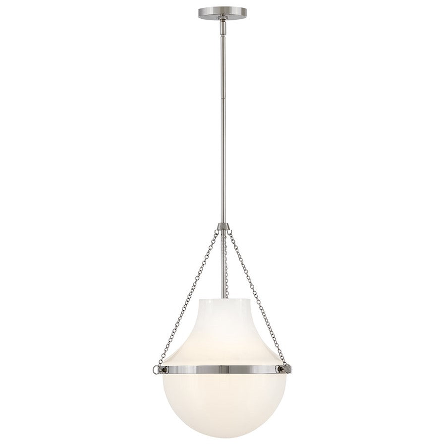 Hinkley Lighting Collins 1Lt 20" Pendant, Polished Nickel/Cased Opal