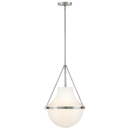 Hinkley Lighting Collins 1Lt 20" Pendant, Polished Nickel/Cased Opal