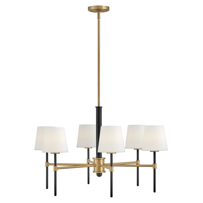 Hinkley Lighting Saunders 6Lt 19" Chandelier, Black/Etched Opal - 46954BK-LCB