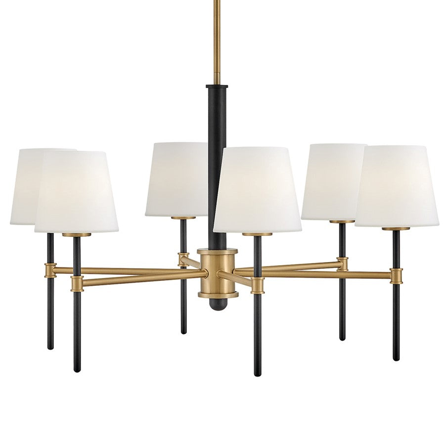 Hinkley Lighting Saunders 6Lt 19" Chandelier, Black/Etched Opal
