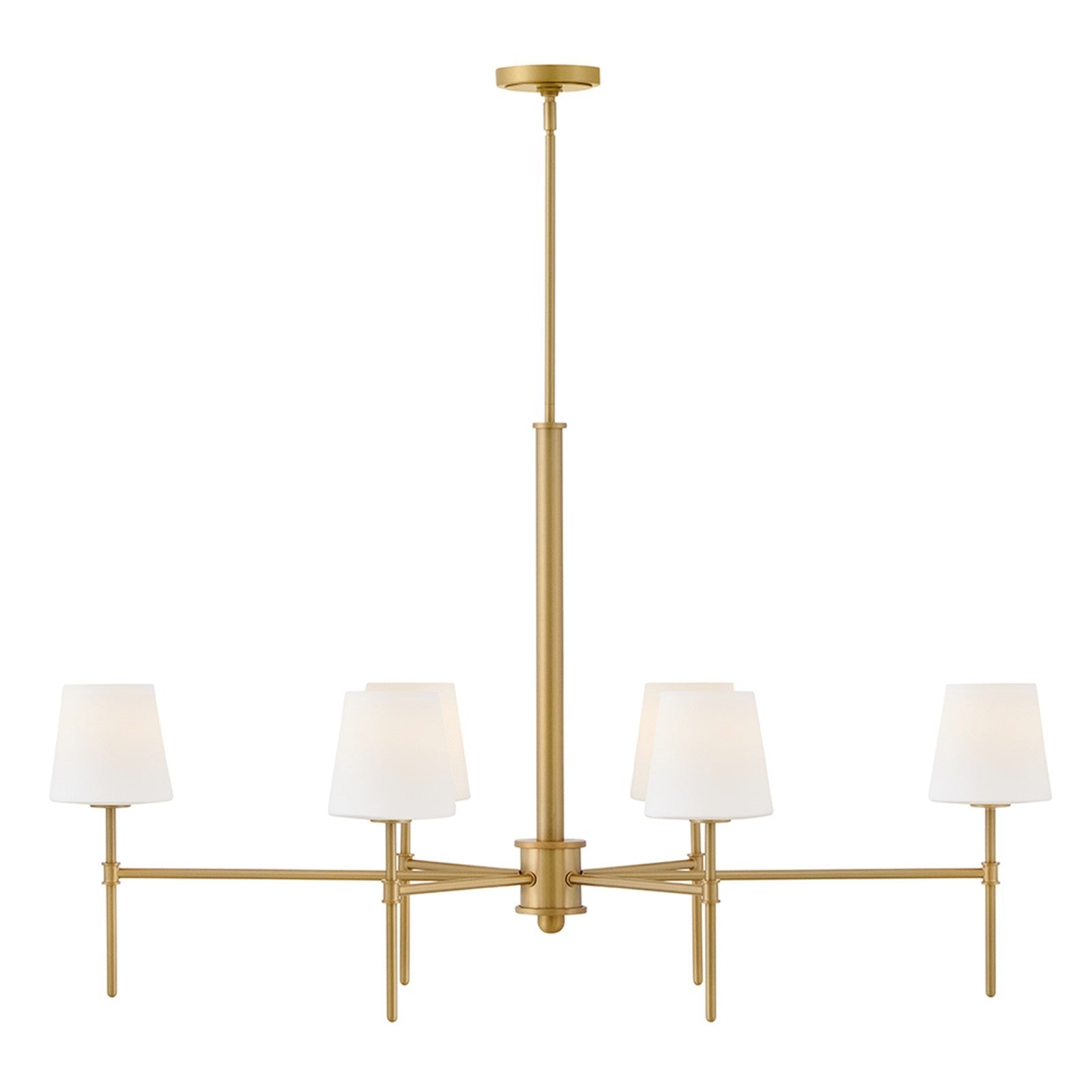 Hinkley Saunders 30in 6-Light Chandelier | Transitional Lacquered Brass Steel and Etched Opal Glass | Dining Room & Living Room | 30 x 30 | Model 46954LCB