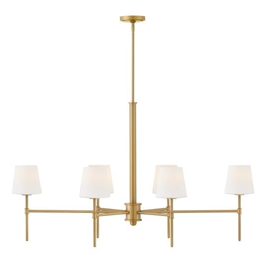 Hinkley Saunders 30in 6-Light Chandelier | Transitional Lacquered Brass Steel and Etched Opal Glass | Dining Room & Living Room | 30 x 30 | Model 46954LCB