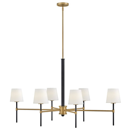 Hinkley Lighting Saunders 6Lt 27" Chandelier, Black/Etched Opal - 46955BK-LCB