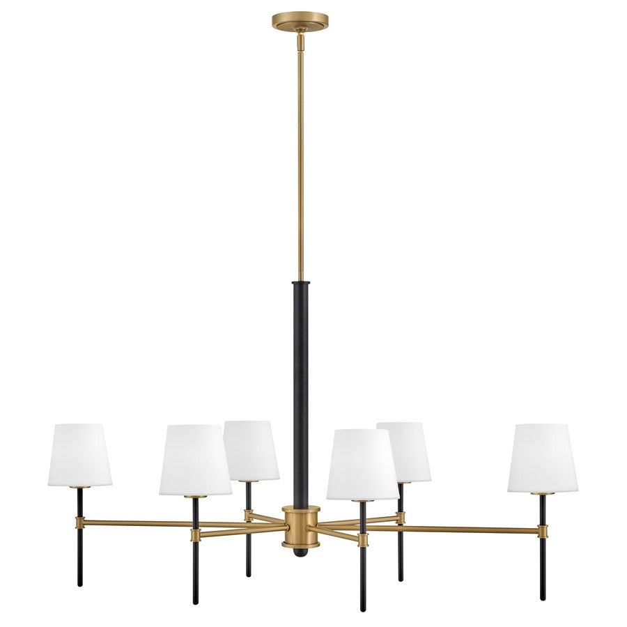 Hinkley Lighting Saunders 6Lt 27" Chandelier, Black/Etched Opal