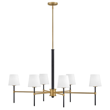 Hinkley Lighting Saunders 6Lt 27" Chandelier, Black/Etched Opal