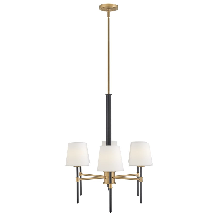 Hinkley Lighting Saunders 6Lt 27" Chandelier, Black/Etched Opal