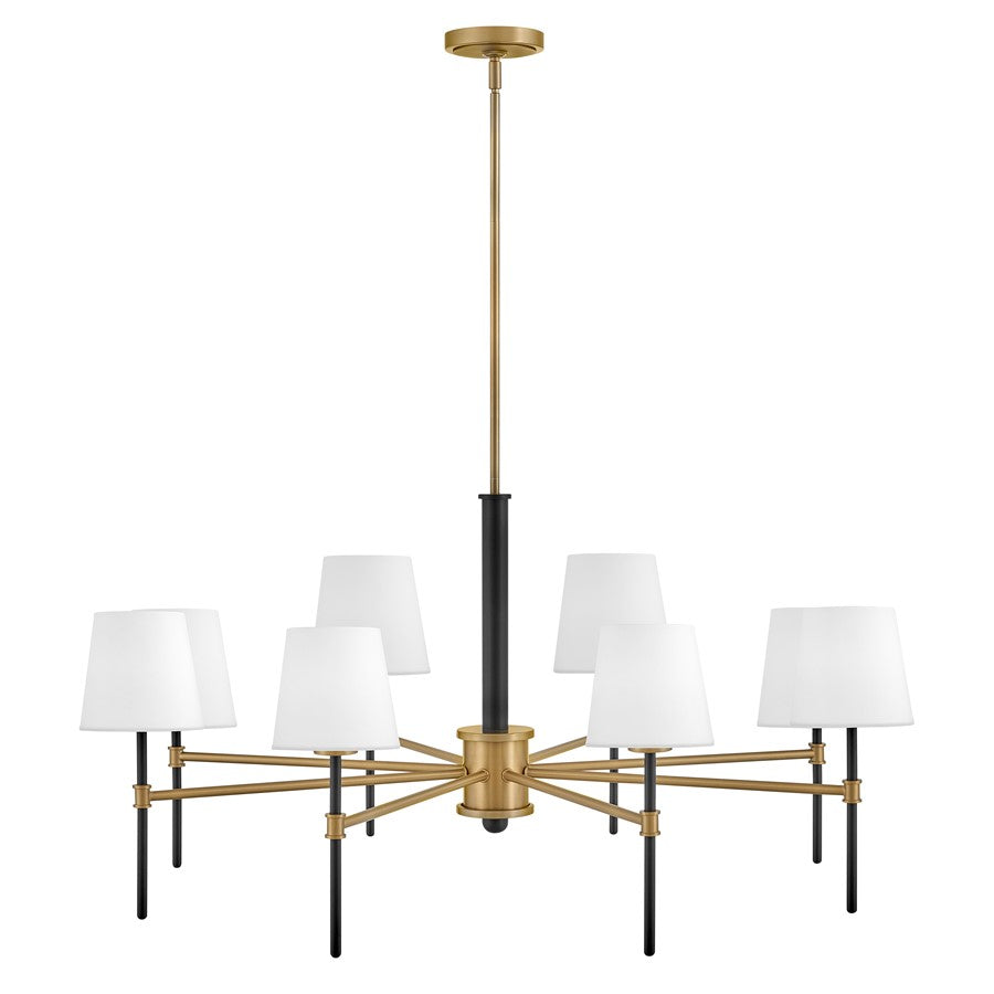 Hinkley Lighting Saunders 8 Light Chandelier, Black/Etched Opal